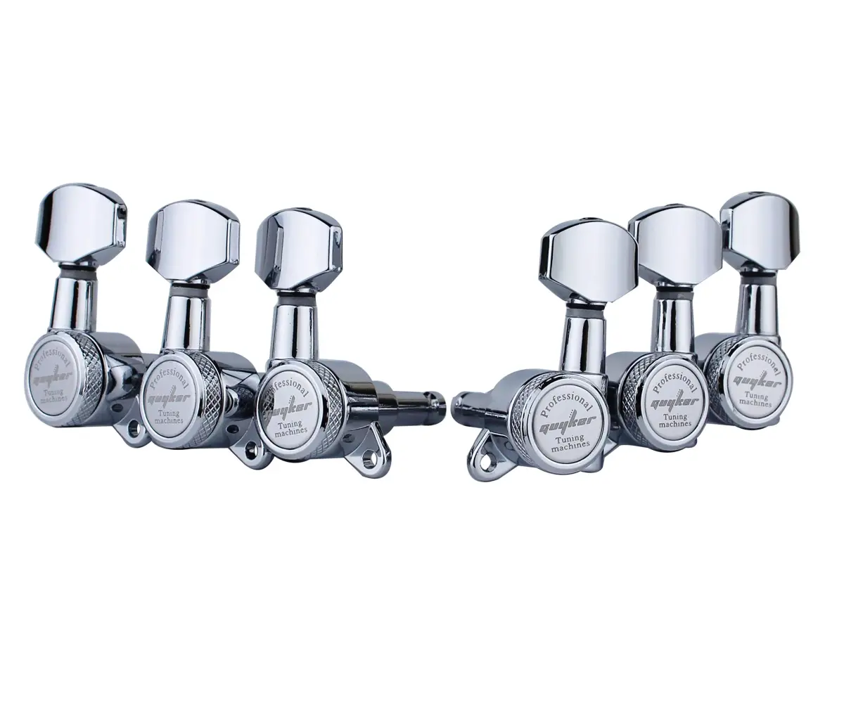 Guyker Guitar Locking Tuners (3L+3R) - 1:18 Gear Ratio, Sealed Machine Heads for Electric & Acoustic Guitars - Chrome - view 2