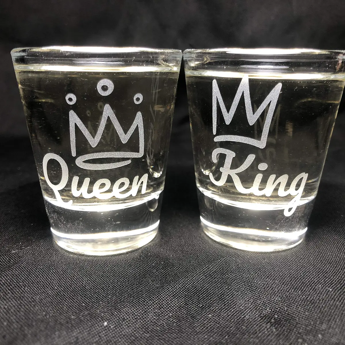 alankathy mug King Queen Shot Glass Set 1.5 oz | Wedding & Anniversary Gift (110 characters) - view 2