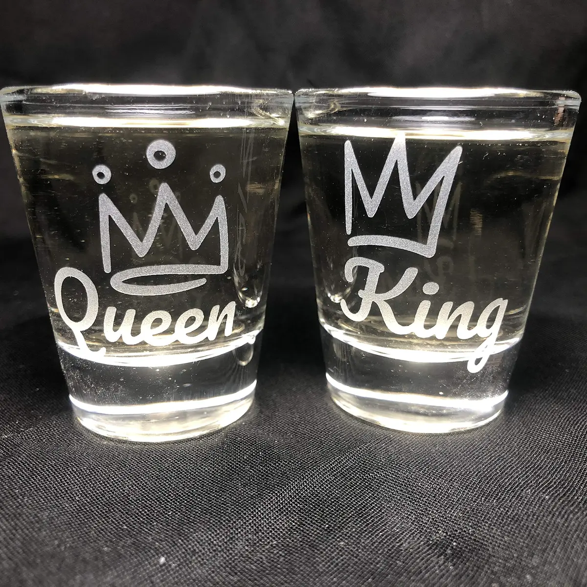 alankathy mug King Queen Shot Glass Set 1.5 oz | Wedding & Anniversary Gift (110 characters) - view 4