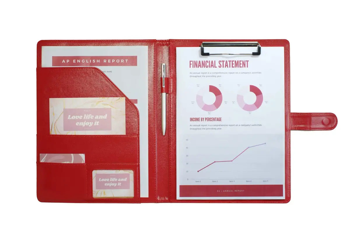 Mymazn Padfolio Clipboard Folder Portfolio with Cover for Legal Pad Holder Letter Size A4 Writing Pad (Red) - view 8