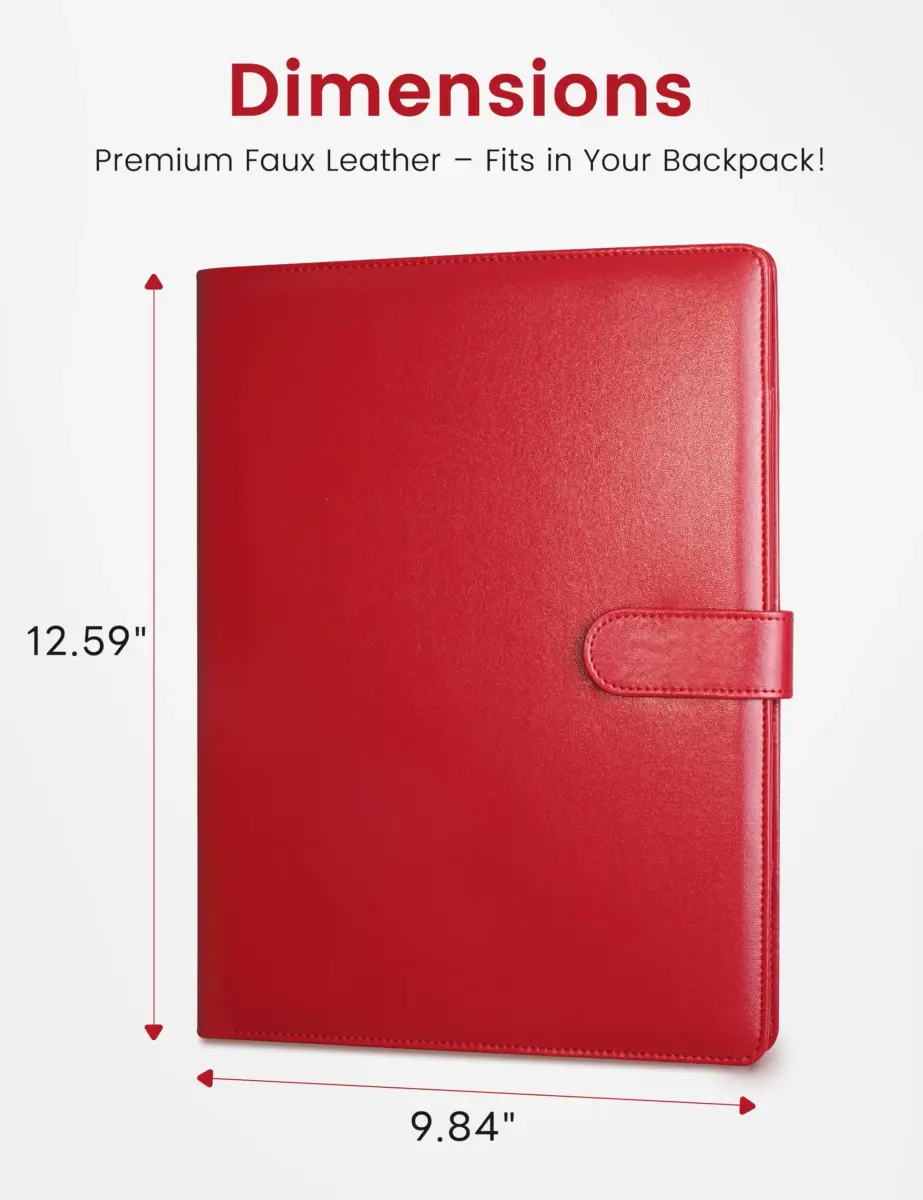 Mymazn Padfolio Clipboard Folder Portfolio with Cover for Legal Pad Holder Letter Size A4 Writing Pad (Red) - view 2