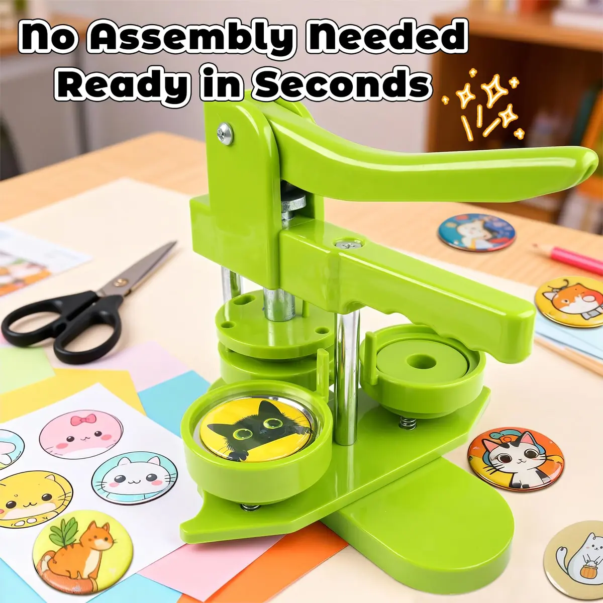 MK.Bear Button Maker Machine 58mm | DIY Badge Pin Maker with Supplies & Circle Cutter - view 5