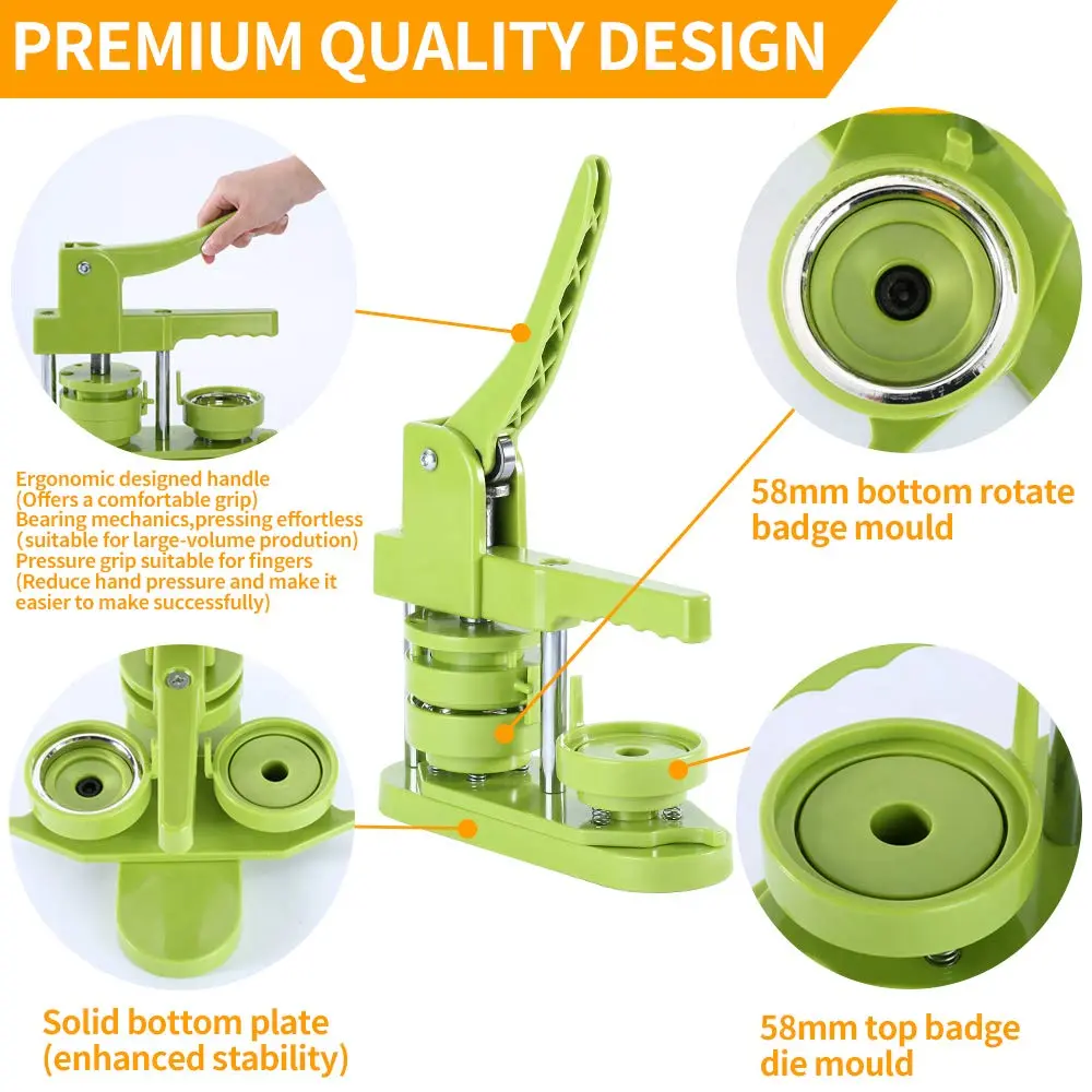 MK.Bear Button Maker Machine 58mm | DIY Badge Pin Maker with Supplies & Circle Cutter - view 8