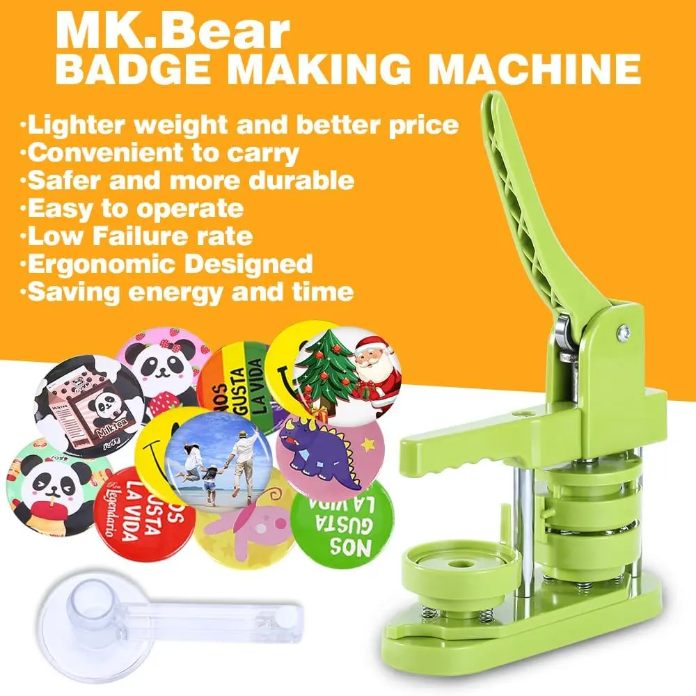 MK.Bear Button Maker Machine 58mm | DIY Badge Pin Maker with Supplies & Circle Cutter - view 9