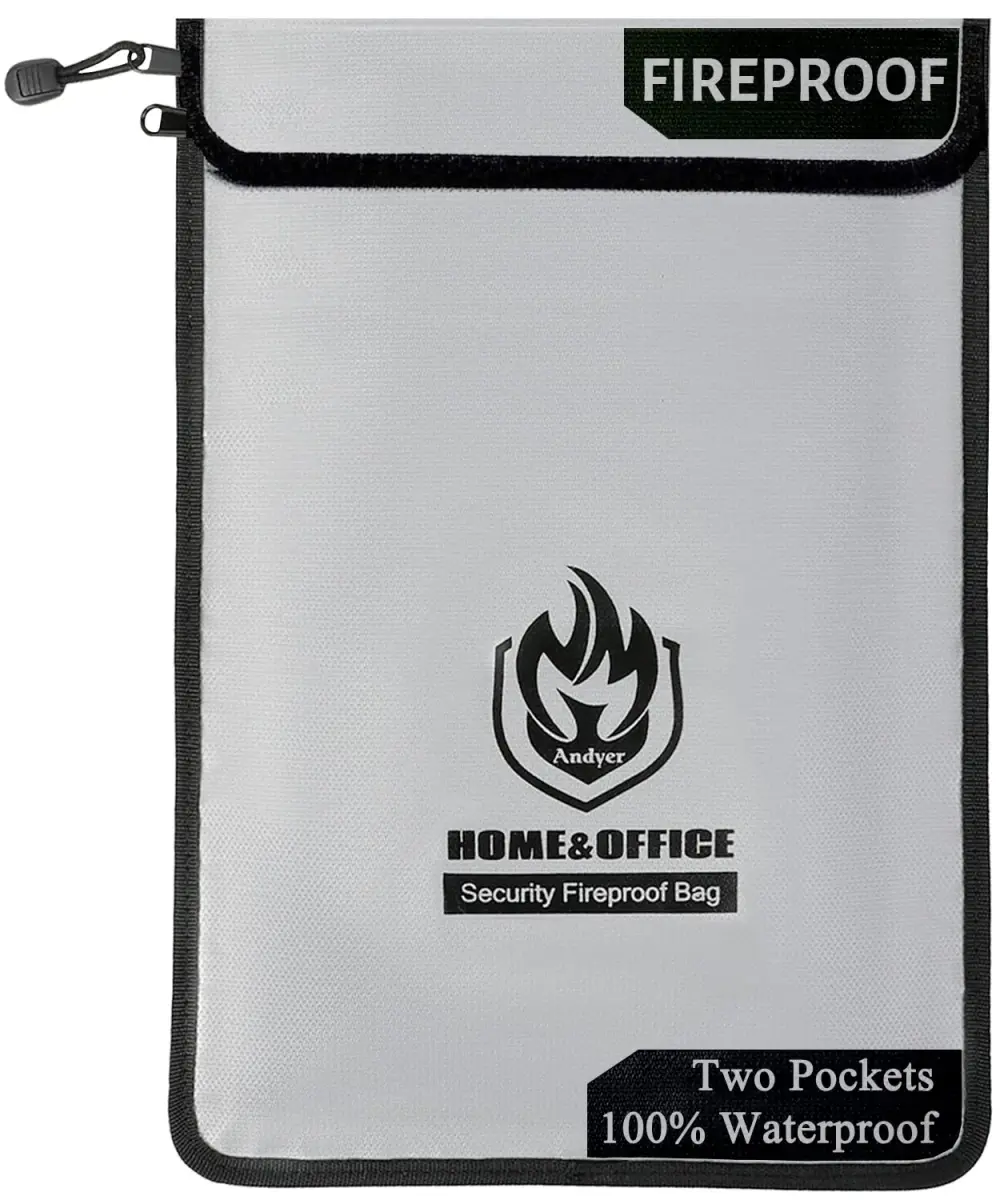 Andyer Fireproof Document Bag 38cm x 28cm (15"x11") | UL Certified Fire & Water Resistant - main product image