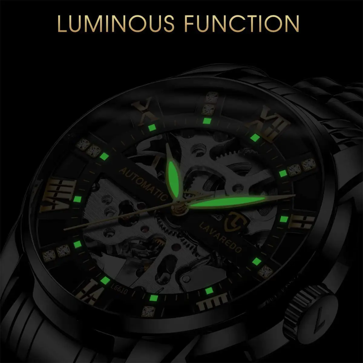 A ALPS Automatic Mechanical Watch for Men, 41mm Stainless Steel Skeleton Dial, 30M Water Resistant | Luxury Self-Winding Wristwatch - view 5