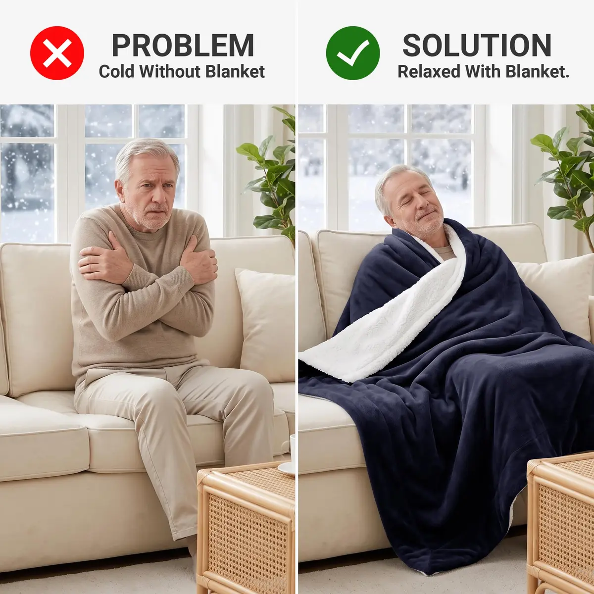 IR Imperial Rooms Twin Sherpa Blanket 60x80" Navy | Reversible Cozy Warmth for Year-Round Use - view 6