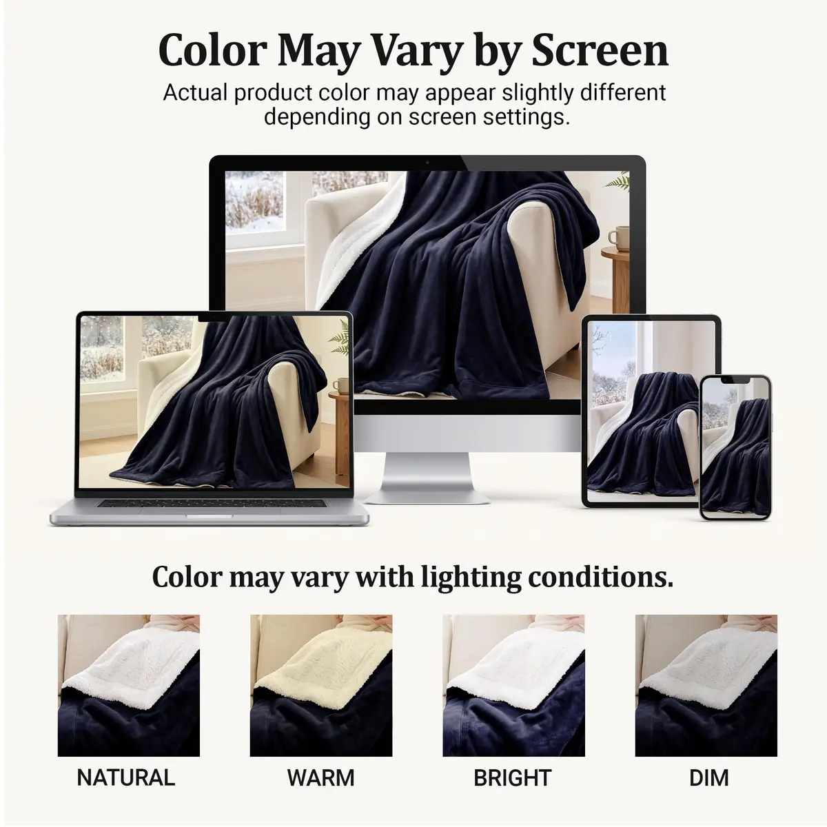 IR Imperial Rooms Twin Sherpa Blanket 60x80" Navy | Reversible Cozy Warmth for Year-Round Use - view 9
