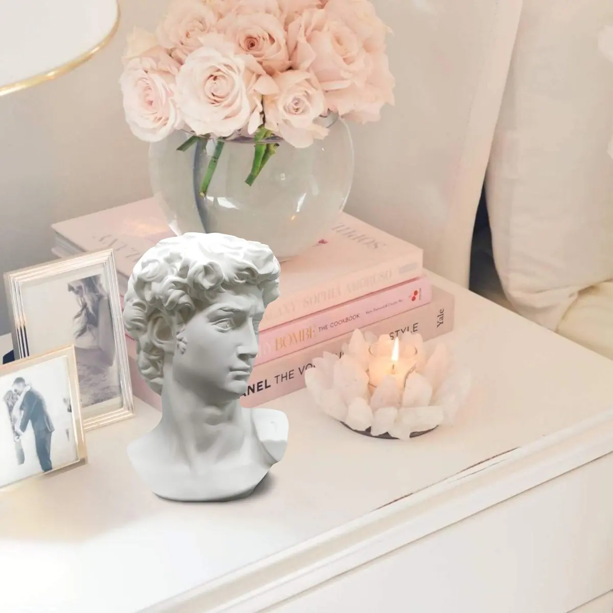 Banhey Greek Statue of David - Head Bust for Mythology and Roman Home Decor | 6-inch White Resin Bust - view 6