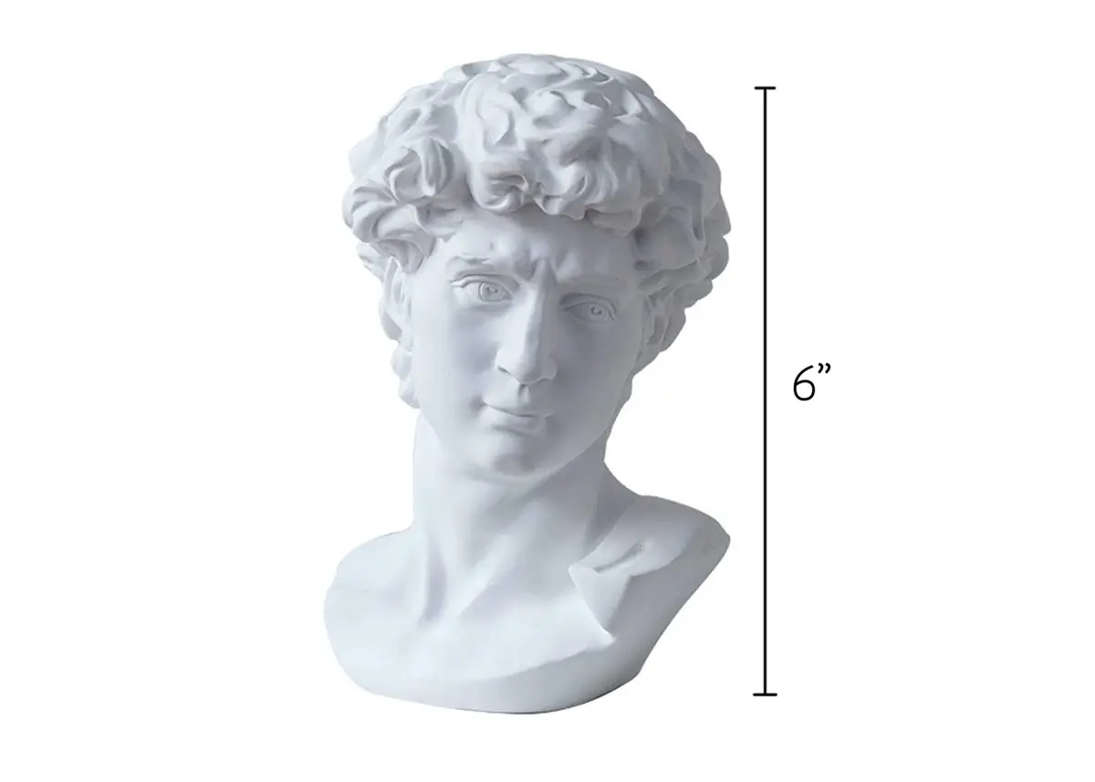 Banhey Greek Statue of David - Head Bust for Mythology and Roman Home Decor | 6-inch White Resin Bust - view 7