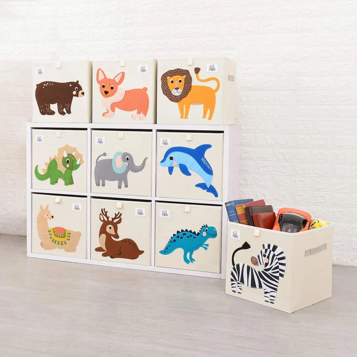 CLCROBD 13 Inch Animal Cube Storage Bins | Foldable Fabric Toy Box & Toy Chest for Nursery & Playroom - view 5