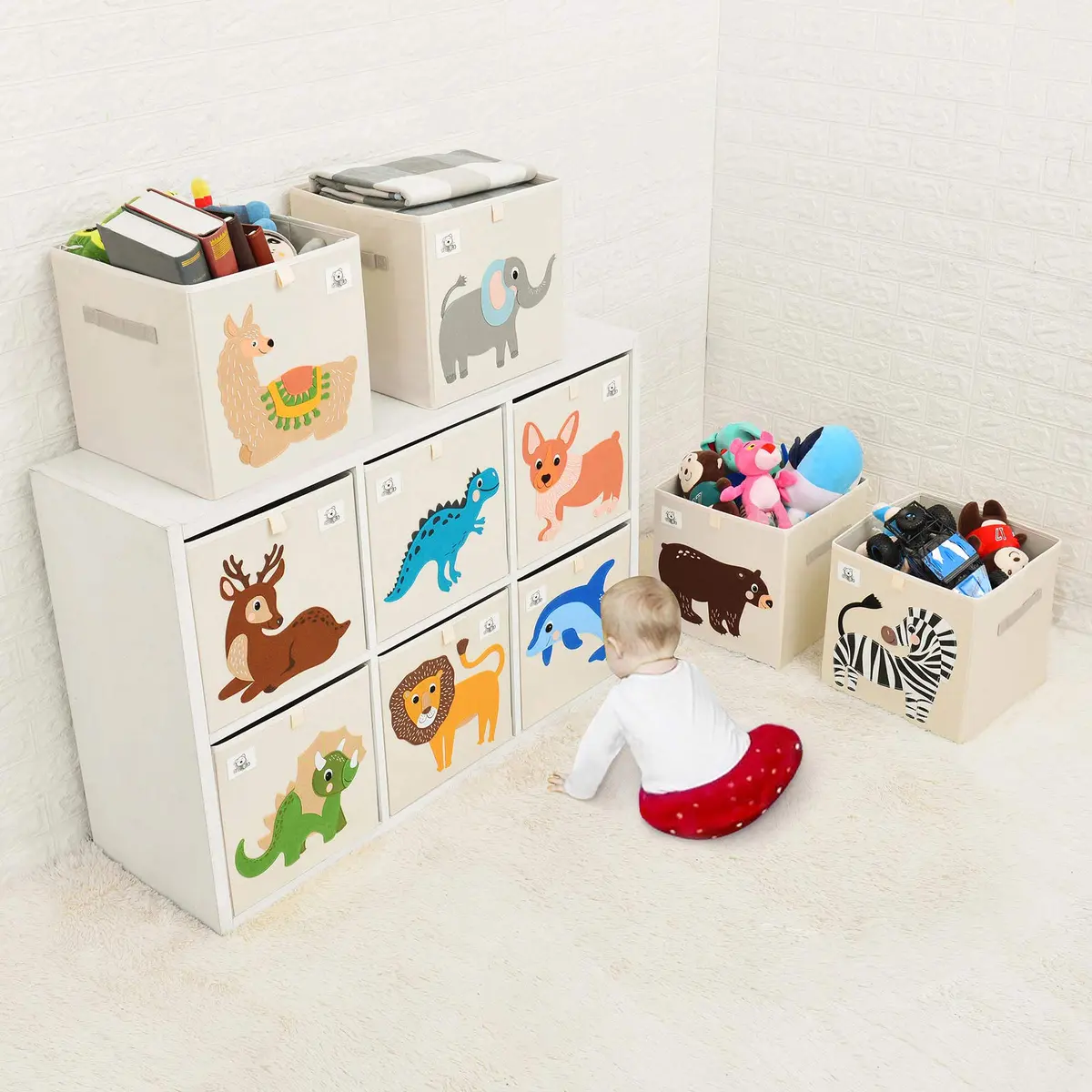 CLCROBD 13 Inch Animal Cube Storage Bins | Foldable Fabric Toy Box & Toy Chest for Nursery & Playroom - view 6
