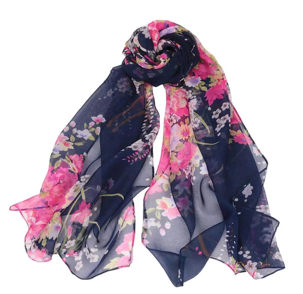 Acotavie Floral Pattern Scarf for Women Lightweight Polyester | Elegant Summer & Winter Accessory - main product image