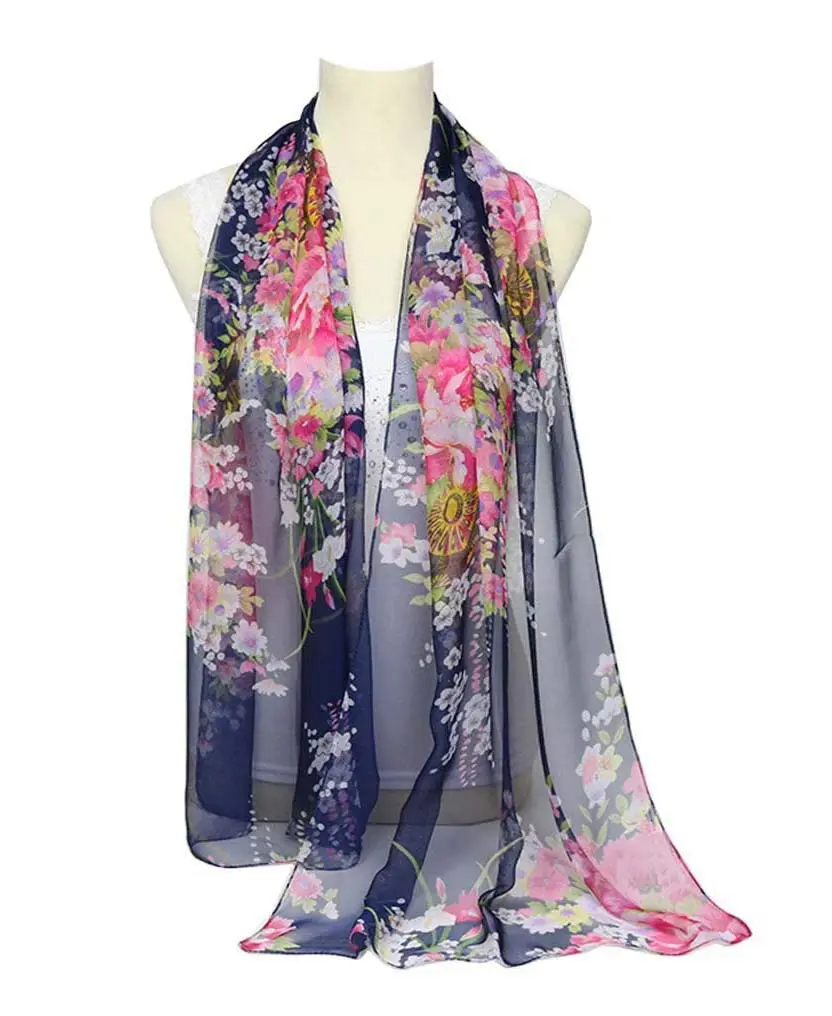 Acotavie Floral Pattern Scarf for Women Lightweight Polyester | Elegant Summer & Winter Accessory - view 5
