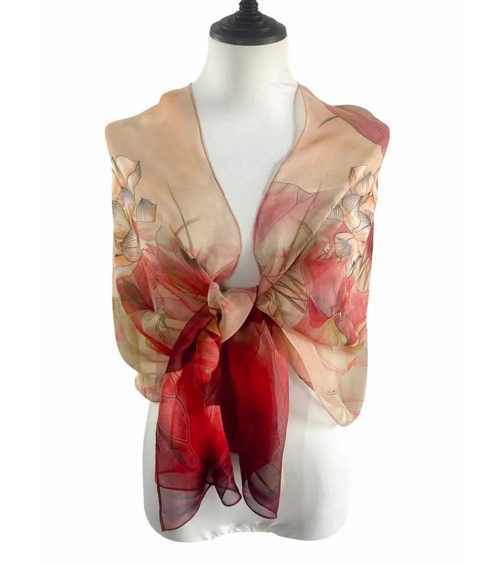 Acotavie Scarfs for Women Lightweight Floral Pattern Shawl & Wrap (W04) | Summer & Winter - view 3
