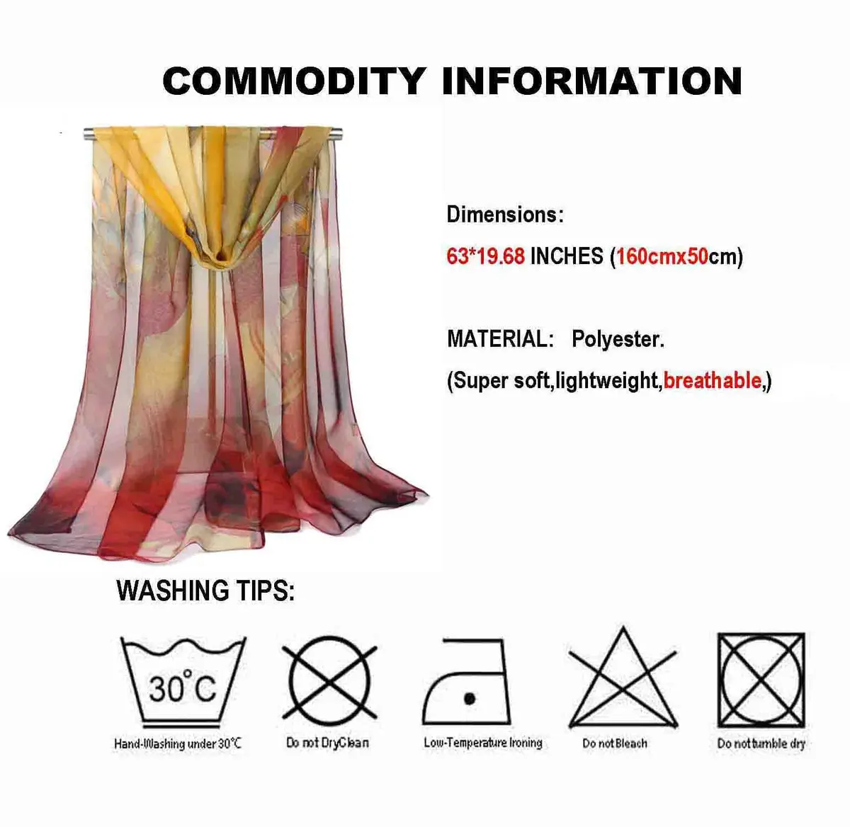 Acotavie Scarfs for Women Lightweight Floral Pattern Shawl & Wrap (W04) | Summer & Winter - view 4