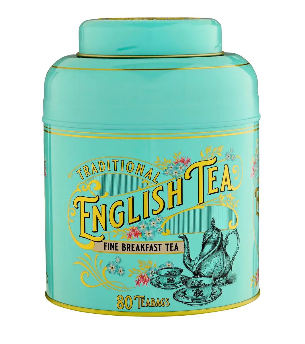 New English Teas Victorian Tea Tin with 80 Black Tea Bags | Vintage Victorian Design & Full-bodied Flavor (70-120 chars) - main product image