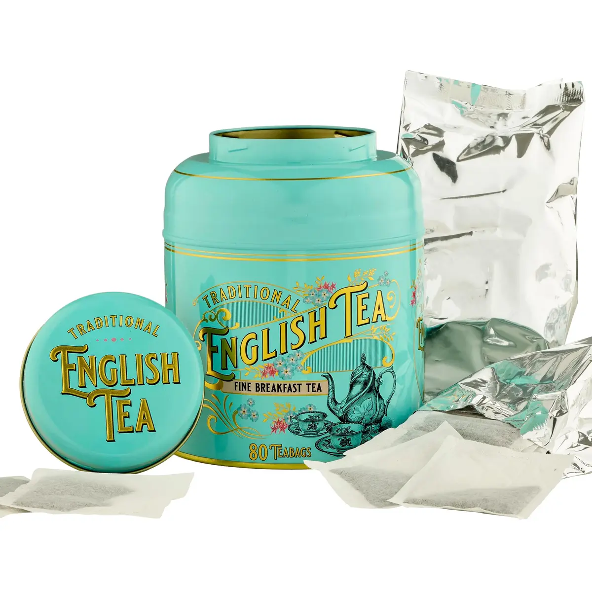 New English Teas Victorian Tea Tin with 80 Black Tea Bags | Vintage Victorian Design & Full-bodied Flavor (70-120 chars) - view 2
