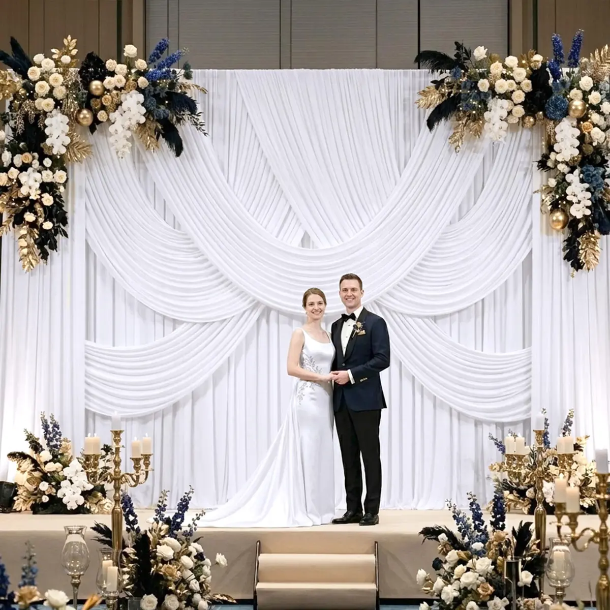 NSSONBEN 10x10 ft Wrinkle Free White Backdrop Curtains for Parties, Polyester Photo Backdrop Drapes 2 Panels 5x10ft for Wedding Birthday Party Photography Background Indoor Outdoor - view 5