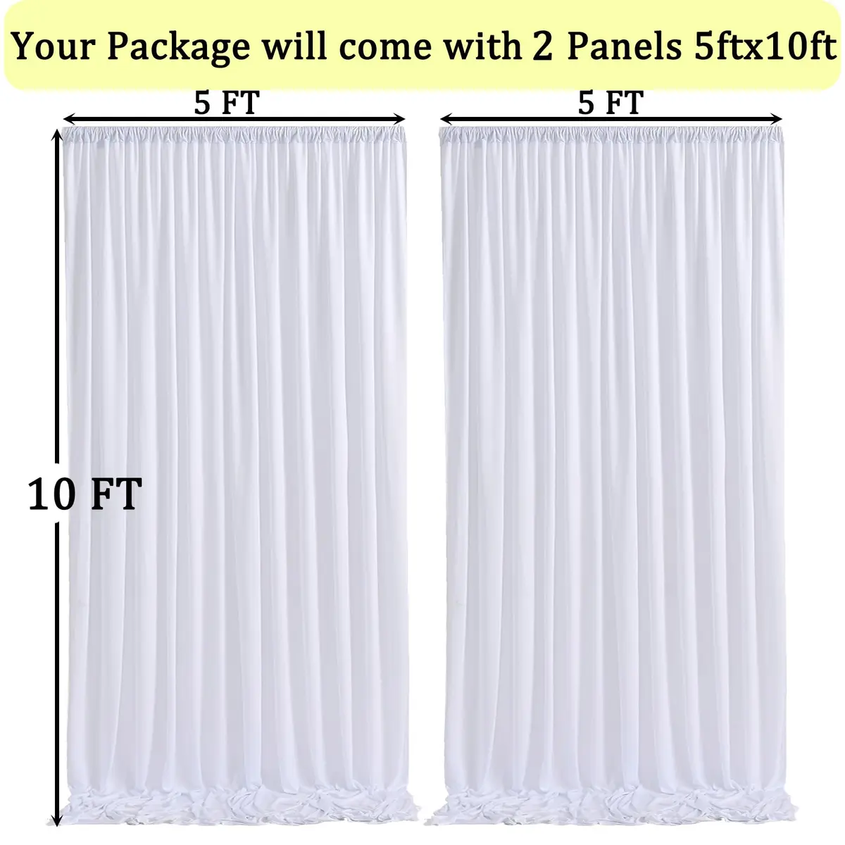 NSSONBEN 10x10 ft Wrinkle Free White Backdrop Curtains for Parties, Polyester Photo Backdrop Drapes 2 Panels 5x10ft for Wedding Birthday Party Photography Background Indoor Outdoor - view 6