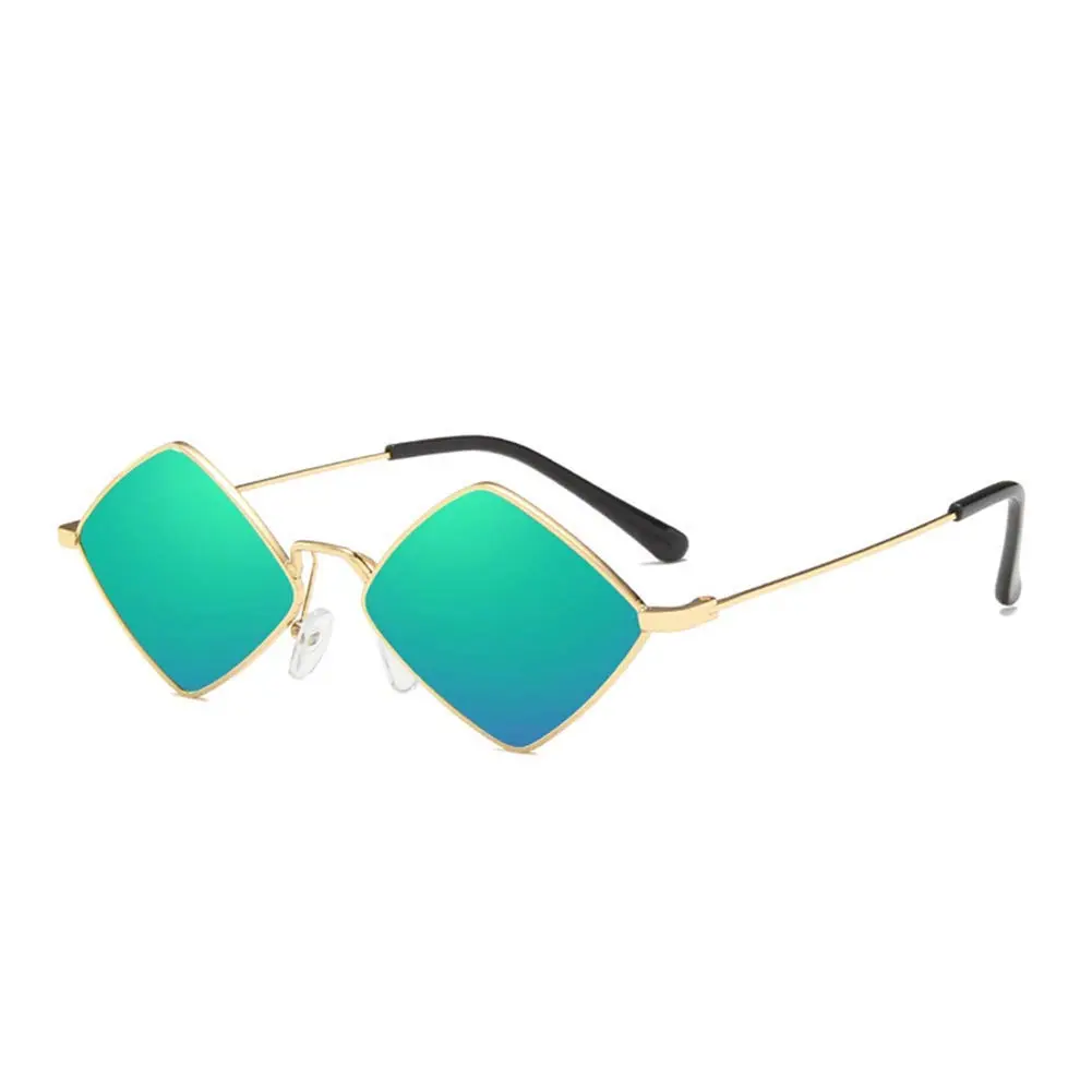 ENTHYI Diamond Shape Sunglasses for Men/Women Metal Quadrilateral Frame Shades UV Protection (Green) | Polarized - main product image