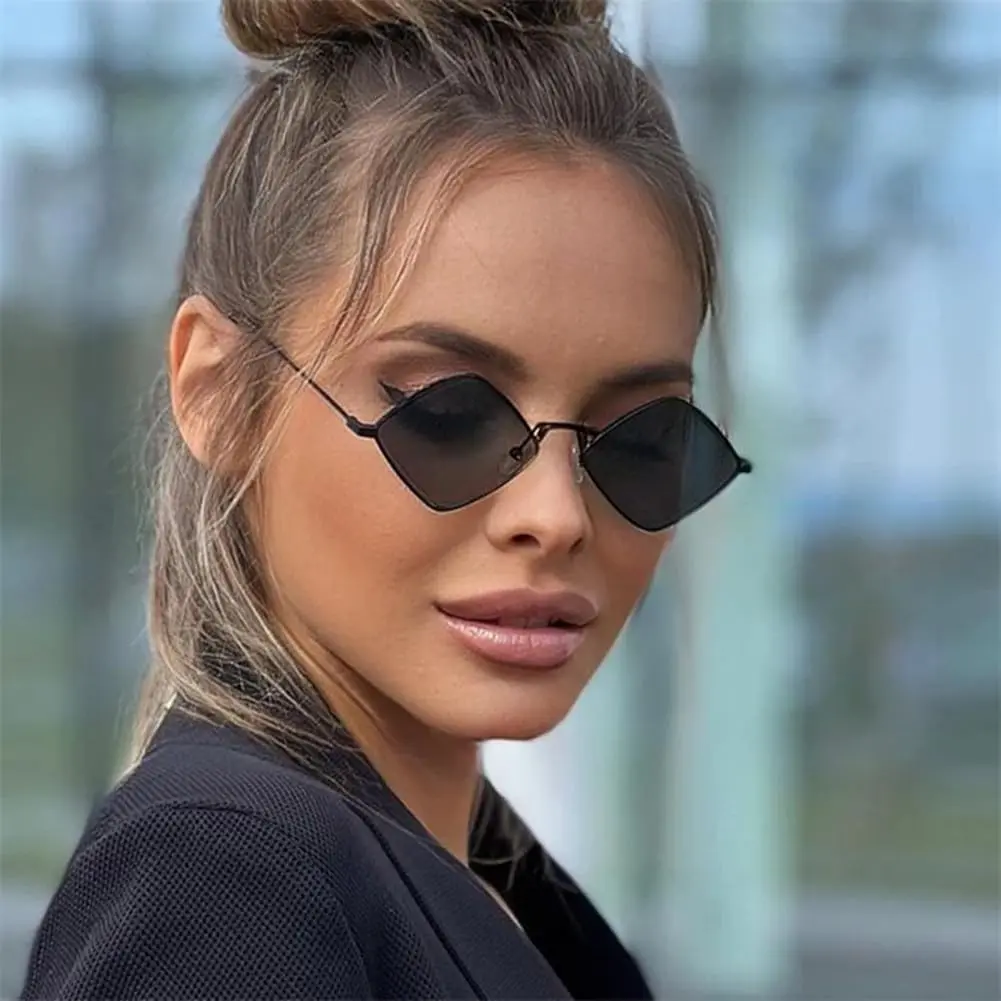 ENTHYI Diamond Shape Sunglasses for Men/Women Metal Quadrilateral Frame Shades UV Protection (Green) | Polarized - view 8