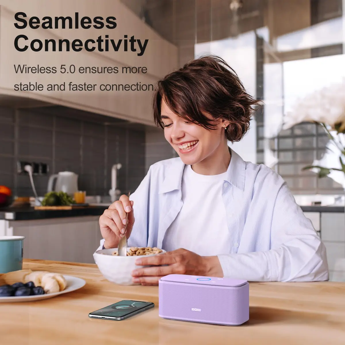 DOSS SoundBox Touch Portable Wireless Bluetooth Speaker with 12W HD Sound & Rich Bass, Purple | 20-Hour Playtime - view 5