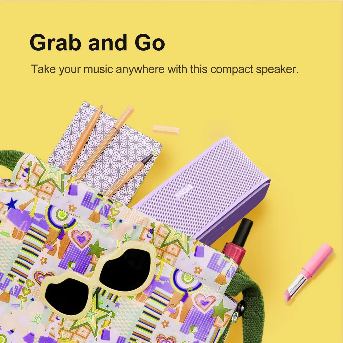 DOSS SoundBox Touch Portable Wireless Bluetooth Speaker with 12W HD Sound & Rich Bass, Purple | 20-Hour Playtime - view 6