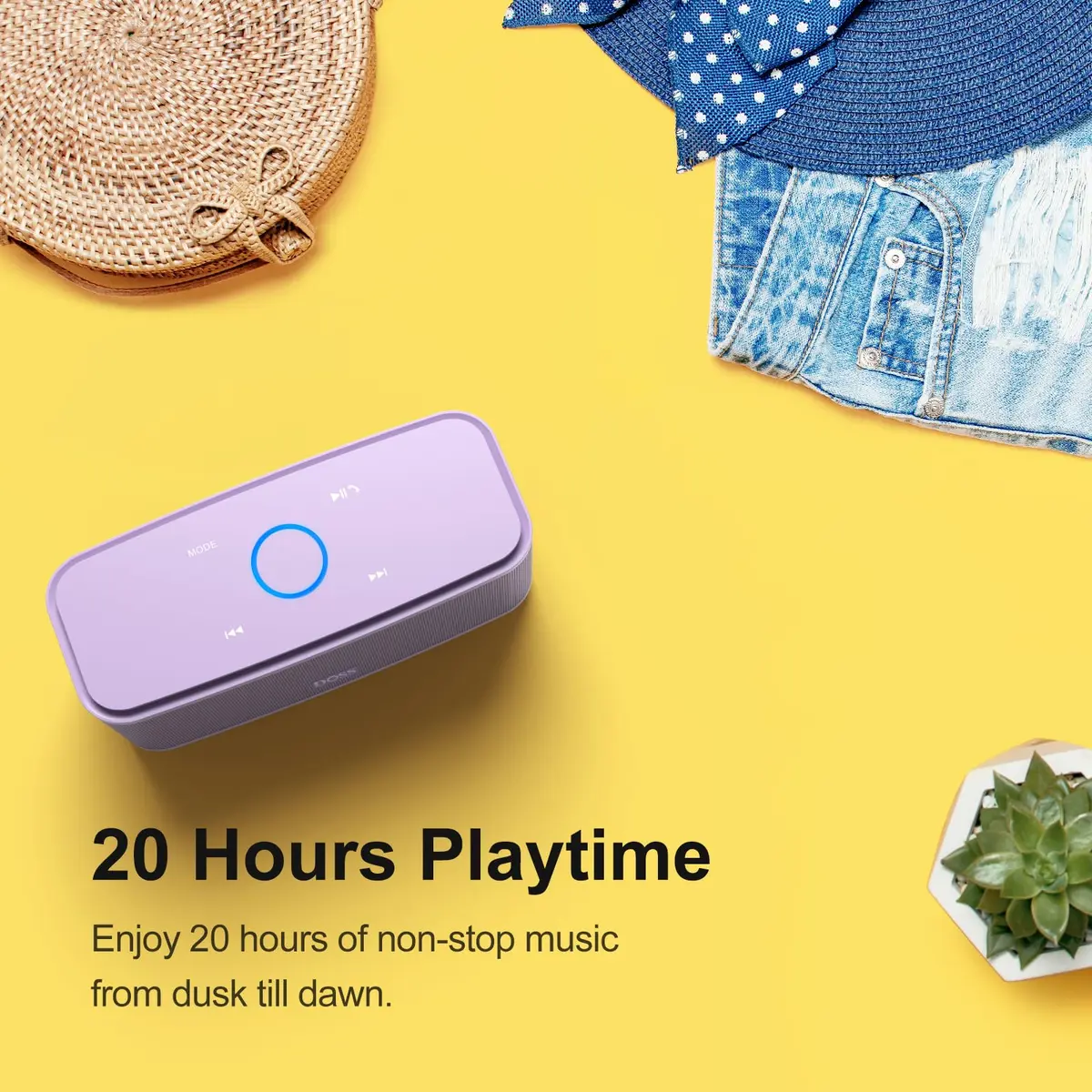 DOSS SoundBox Touch Portable Wireless Bluetooth Speaker with 12W HD Sound & Rich Bass, Purple | 20-Hour Playtime - view 7