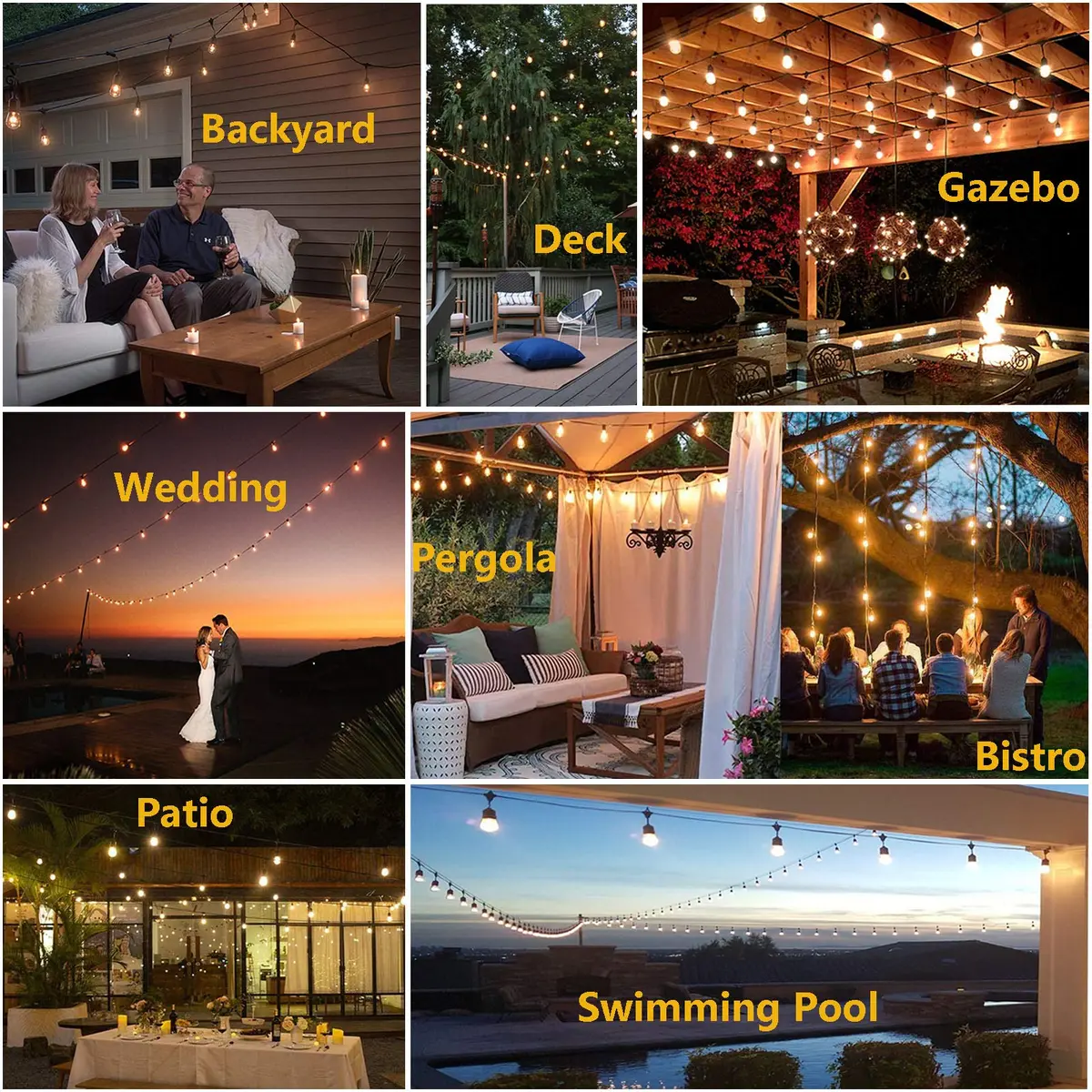 Meidaoduo Outdoor String Lights LED 100FT with 32 Dimmable Shatterproof Bulbs | Heavy-Duty Waterproof Patio Lights - view 4