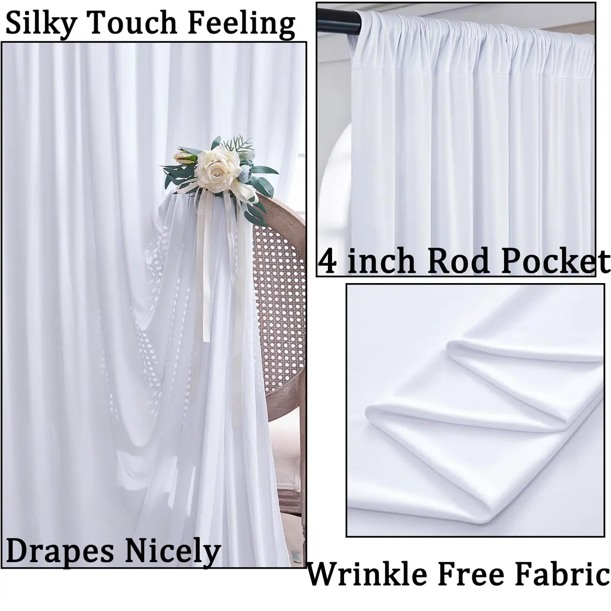 NSSONBEN Backdrop Curtains 10ftx7ft | Wrinkle-Free Polyester for Photography & Parties - view 3