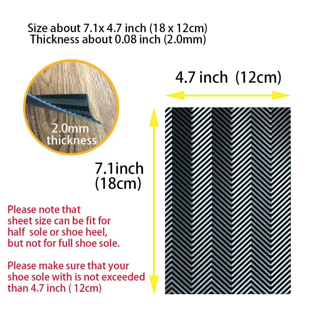UNIKSTEP Shoe Sole Repair Rubber Sheets 7.1x4.7 Inches | Anti Slip & Noise Reduction, 2 Pairs - view 5