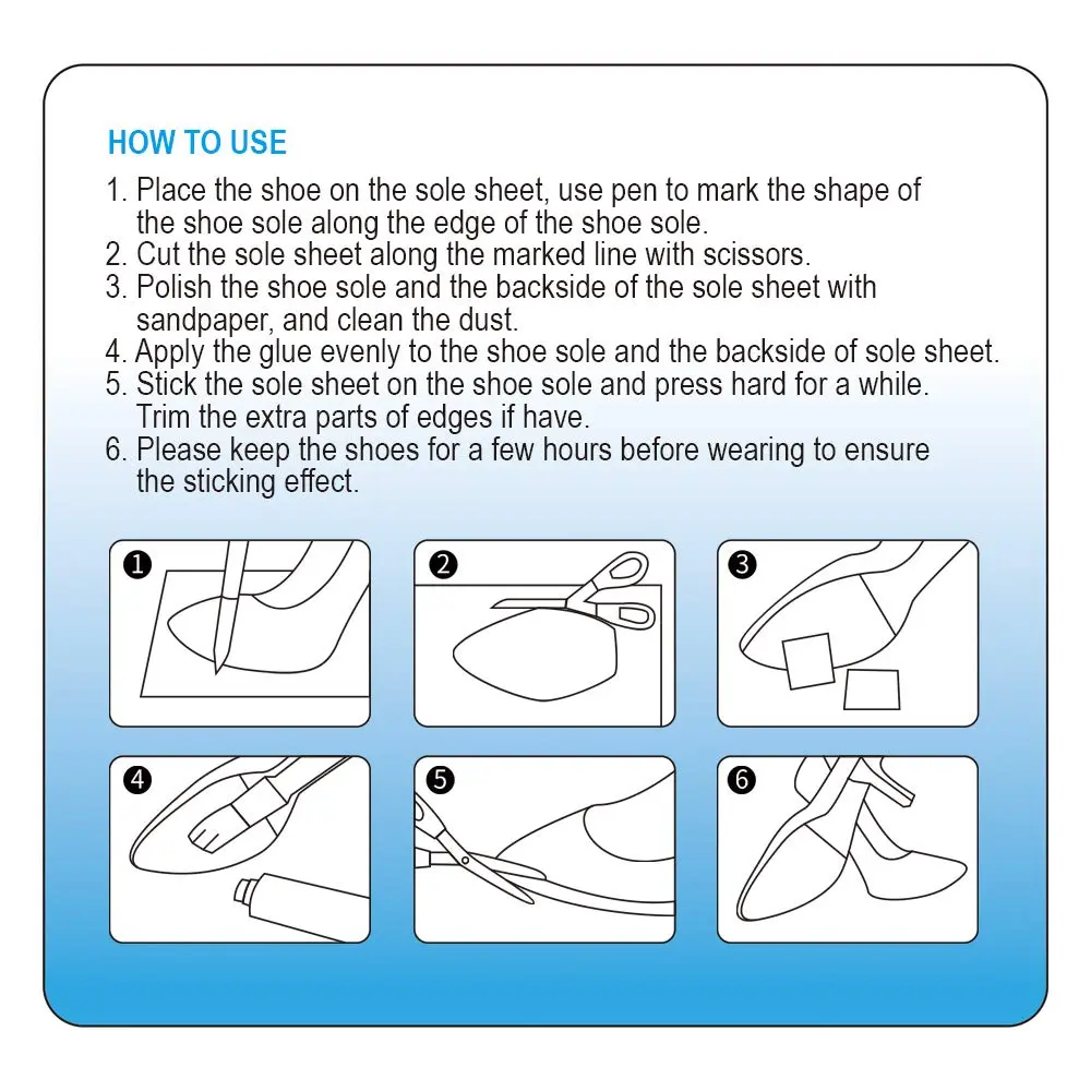UNIKSTEP Shoe Sole Repair Rubber Sheets 7.1x4.7 Inches | Anti Slip & Noise Reduction, 2 Pairs - view 7