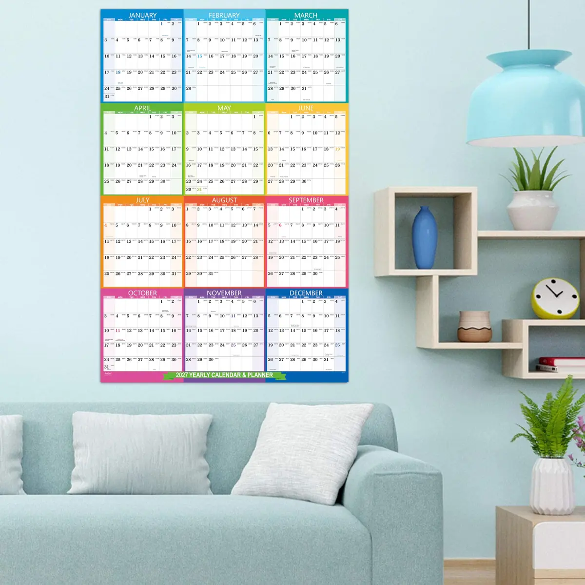 Artfan 2027 Yearly Wall Calendar | Large Colorful 34.8" x 22.8" | Full Year with Holidays - view 6