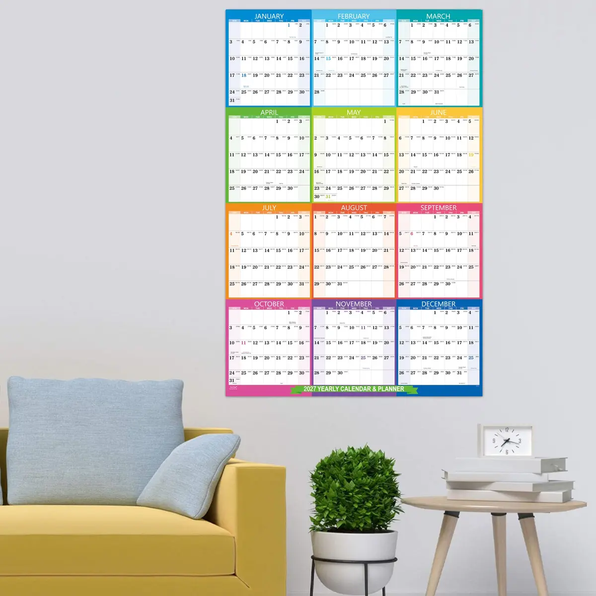 Artfan 2027 Yearly Wall Calendar | Large Colorful 34.8" x 22.8" | Full Year with Holidays - view 2