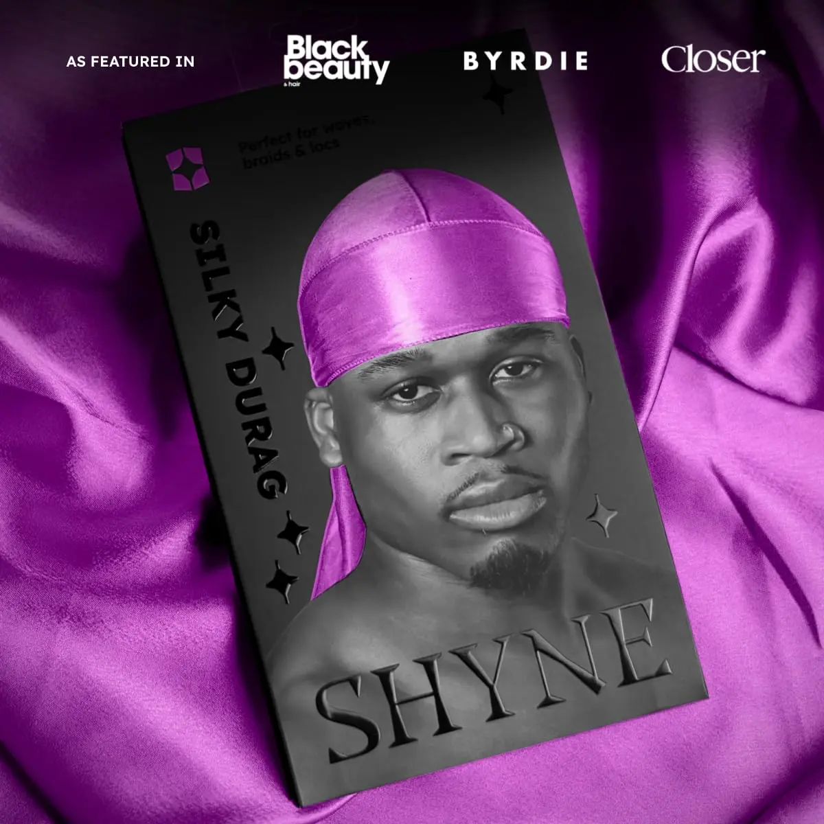 ShyneDurags Silky Durag - Purple | Perfect for Waves, Braids & Locs | Premium Silk Headwrap for Men & Women - view 6