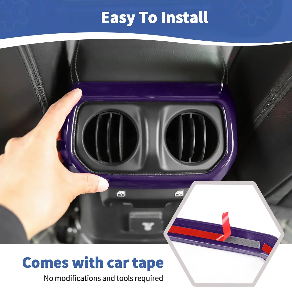 RT-TCZ Purple Rear Air AC Vent Cover Trim for Jeep Wrangler JLU Gladiator JT 4-Door - view 5