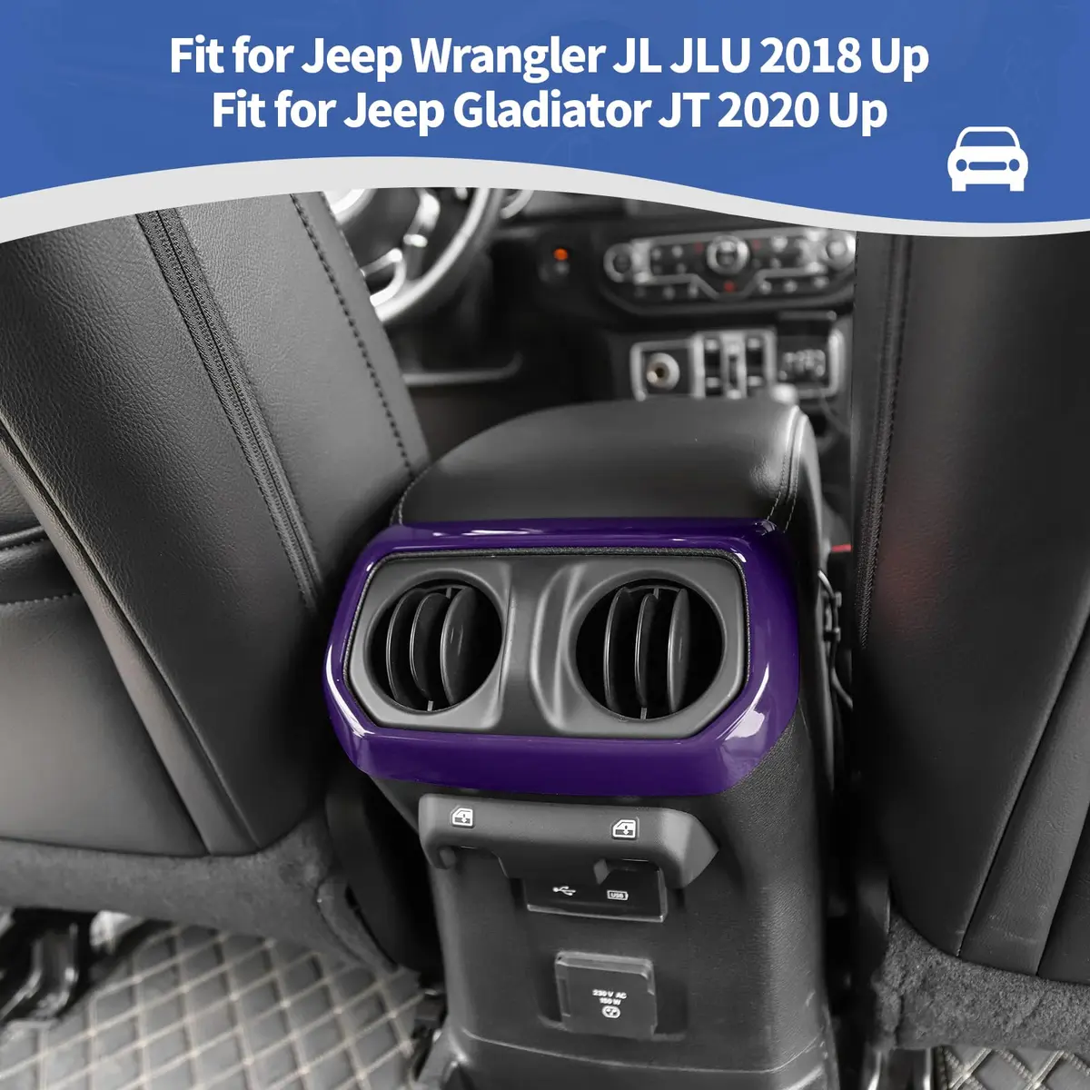 RT-TCZ Purple Rear Air AC Vent Cover Trim for Jeep Wrangler JLU Gladiator JT 4-Door - view 4