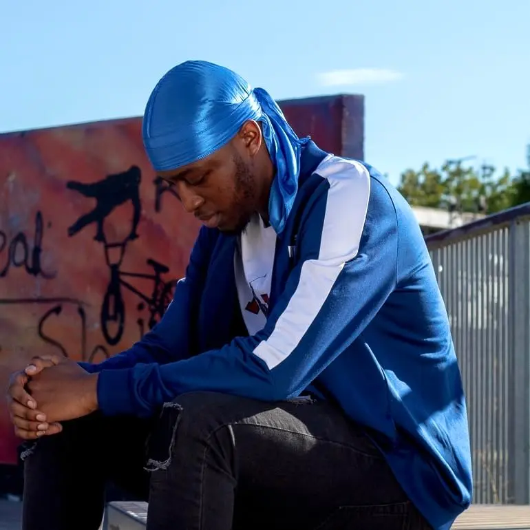 ShyneDurags Silky Durag - Blue | Perfect for Waves, Braids & Locs | Premium Silk Du Rags for Men & Women - view 3