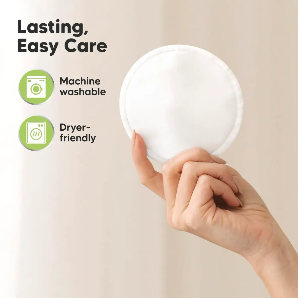 KeaBabies Reusable Nursing Pads for Breastfeeding (Soft White, 14-Pack, 14cm) - view 6