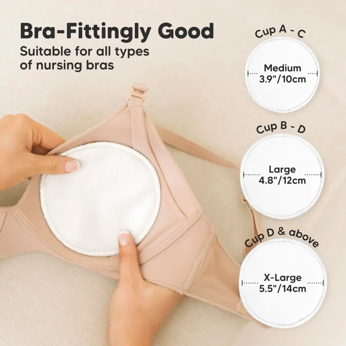 KeaBabies Reusable Nursing Pads for Breastfeeding (Soft White, 14-Pack, 14cm) - view 3