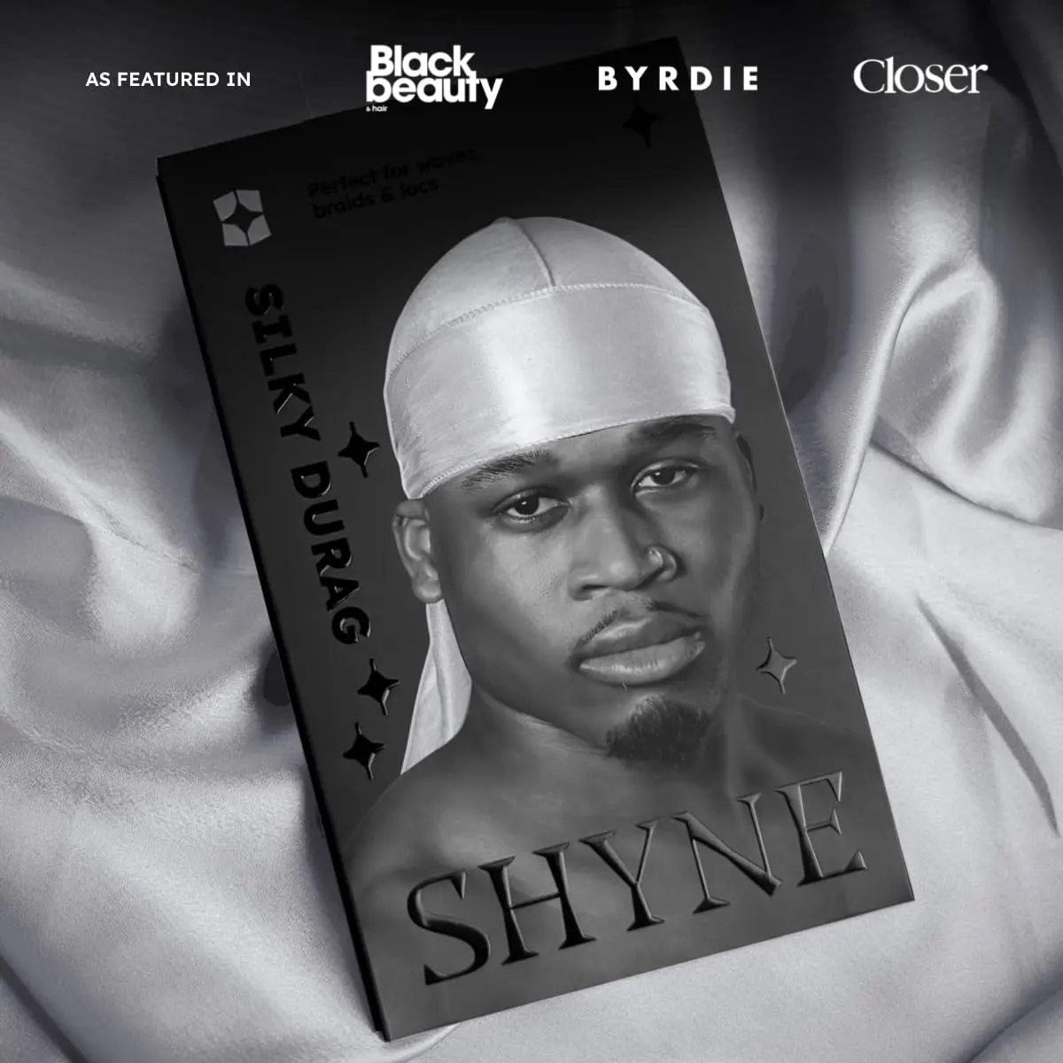 ShyneDurags Silky Durag - Silver | Perfect for Waves, Braids & Locs | Premium Silk Du Rags for Men & Women | Wide & Long Tail | Ultra-Soft & Wrinkle Free Satin - view 6