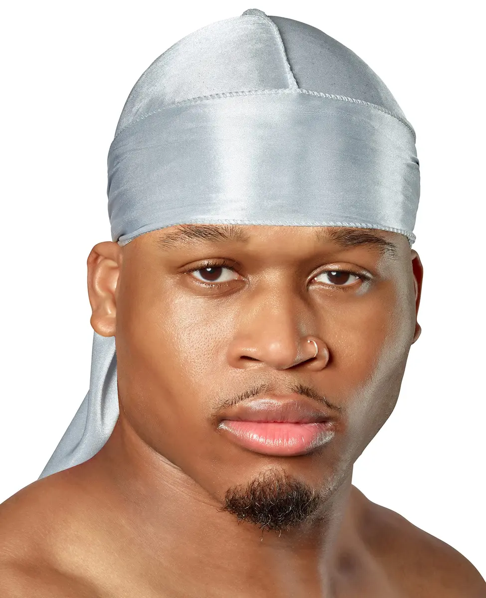 ShyneDurags Silky Durag - Silver | Perfect for Waves, Braids & Locs | Premium Silk Du Rags for Men & Women | Wide & Long Tail | Ultra-Soft & Wrinkle Free Satin - main product image