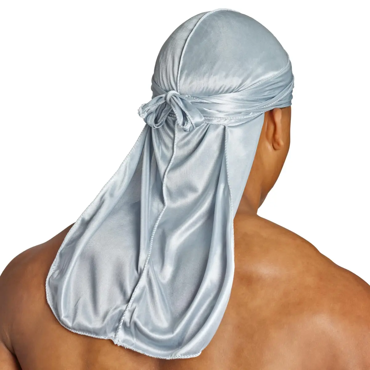 ShyneDurags Silky Durag - Silver | Perfect for Waves, Braids & Locs | Premium Silk Du Rags for Men & Women | Wide & Long Tail | Ultra-Soft & Wrinkle Free Satin - view 2