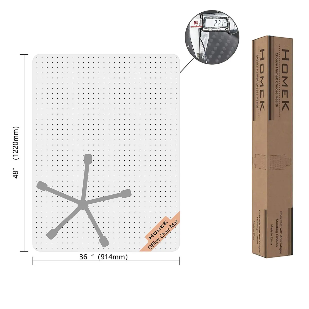 HOMEK 48" x 36" Clear Office Chair Mat for Low Pile Carpet | Heavy Duty PVC Floor Protector - view 8