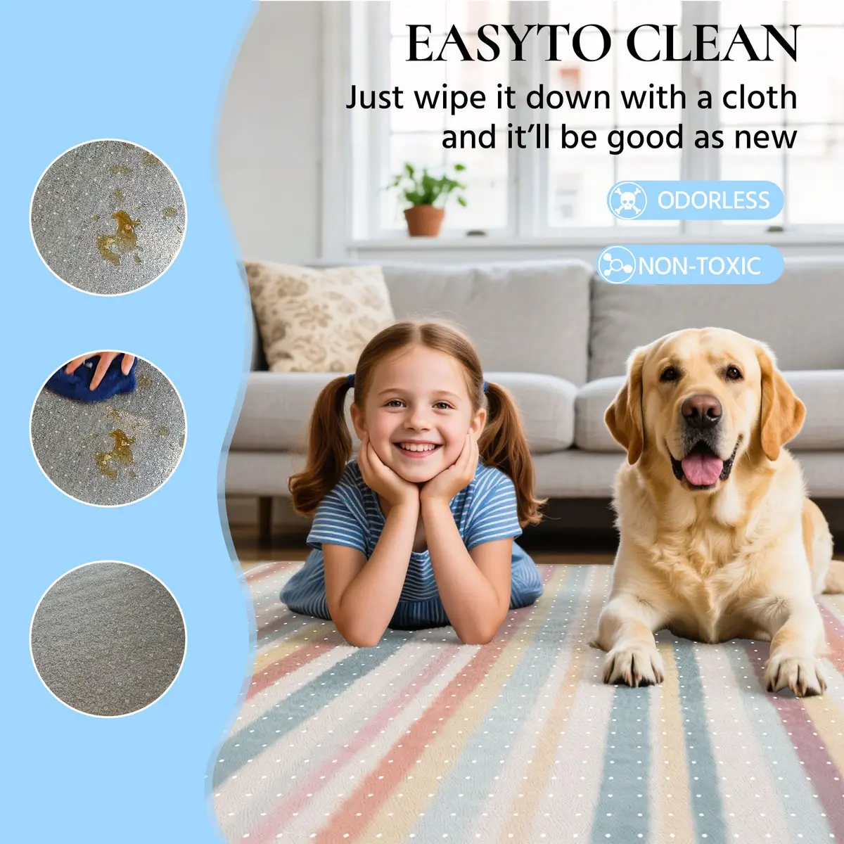HOMEK Office Chair Mat for Carpet 53" x 45" | Low Pile Carpet Protector, Clear, Non-Toxic - view 6