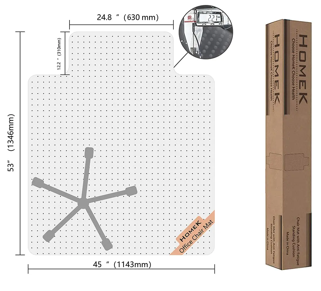 HOMEK Office Chair Mat for Carpet 53" x 45" | Low Pile Carpet Protector, Clear, Non-Toxic - view 7