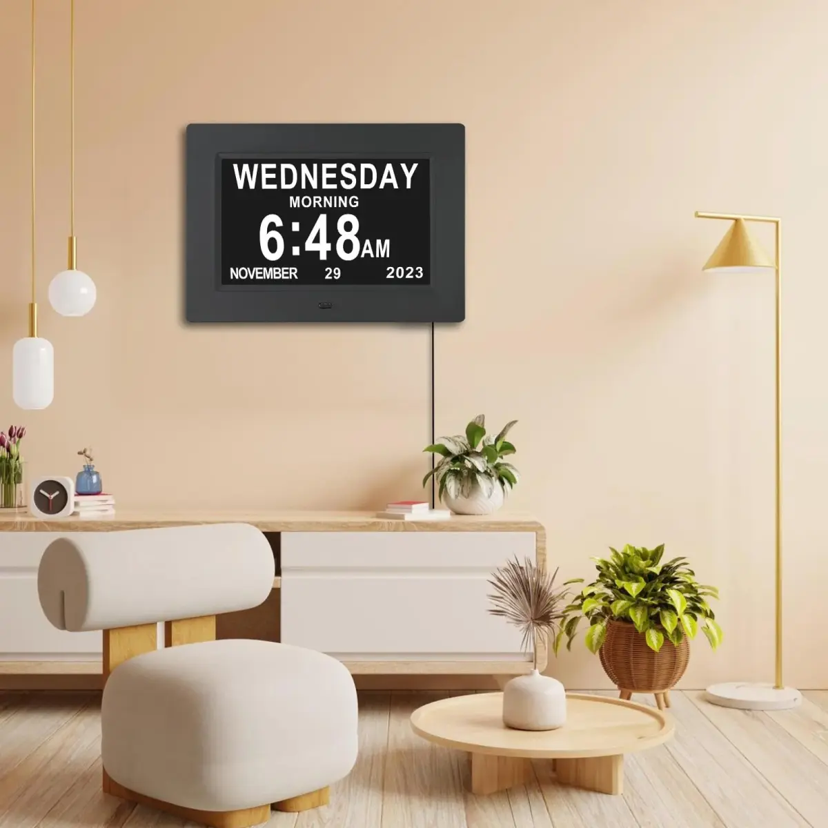 ybest 7.1 Inch Digital Day Calendar Clock with 12 Alarms | Auto-Dimming, 8 Languages, Photo Frame Function - view 7