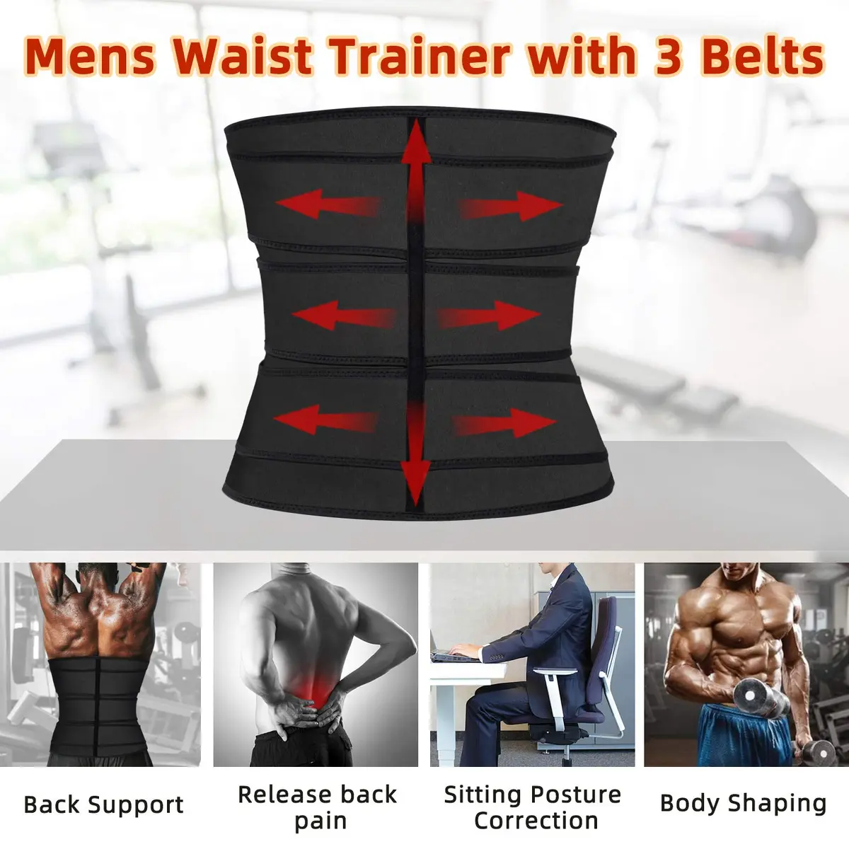 Hidyliu Waist Trainer Belt for Men | Sauna Sweat Corset for Slimming & Back Support (Small) - view 5