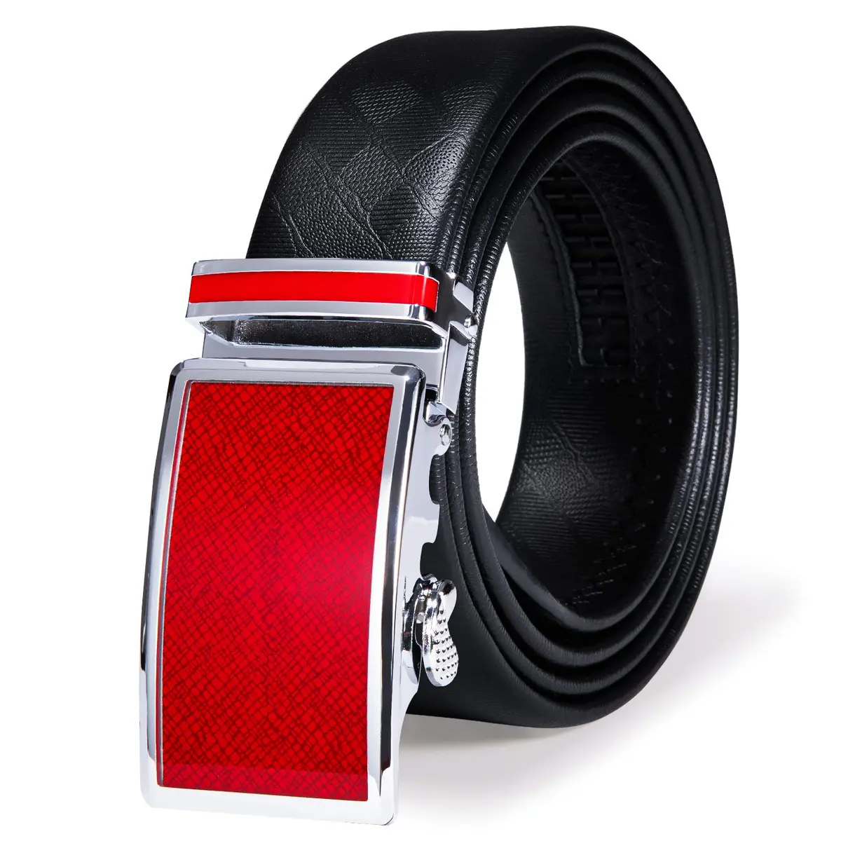 Dubulle Men's Ratchet Belts Christmas Red Leather Belt Adjustable Cut to Fit | Stylish & Durable - main product image